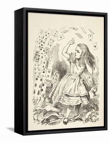 The Shower of Cards, from 'Alice's Adventures in Wonderland' by Lewis Carroll (1832 - 98), Publishe-John Tenniel-Framed Premier Image Canvas