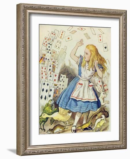 The Shower of Cards, Illustration from Alice in Wonderland by Lewis Carroll-John Tenniel-Framed Giclee Print