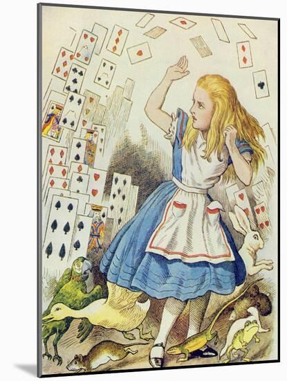 The Shower of Cards, Illustration from Alice in Wonderland by Lewis Carroll-John Tenniel-Mounted Giclee Print