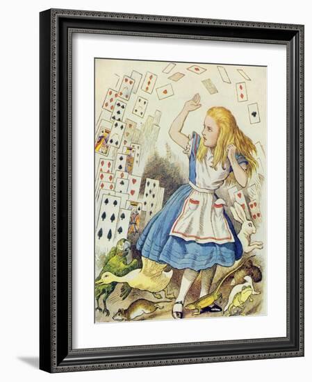 The Shower of Cards, Illustration from Alice in Wonderland by Lewis Carroll-John Tenniel-Framed Giclee Print