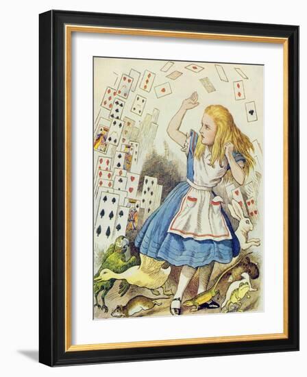 The Shower of Cards, Illustration from Alice in Wonderland by Lewis Carroll-John Tenniel-Framed Giclee Print