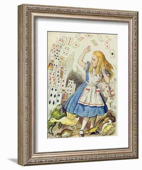 The Shower of Cards, Illustration from Alice in Wonderland by Lewis Carroll-John Tenniel-Framed Giclee Print