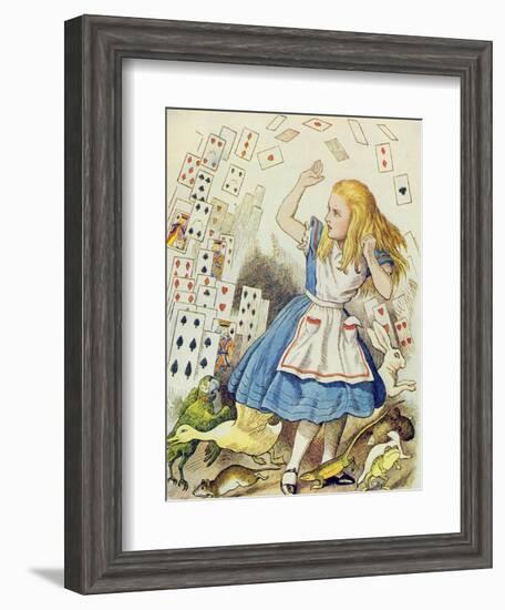 The Shower of Cards, Illustration from Alice in Wonderland by Lewis Carroll-John Tenniel-Framed Giclee Print