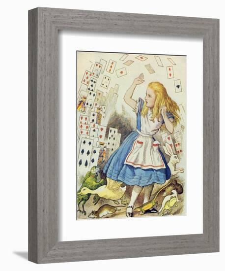 The Shower of Cards, Illustration from Alice in Wonderland by Lewis Carroll-John Tenniel-Framed Giclee Print