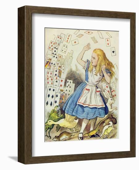 The Shower of Cards, Illustration from Alice in Wonderland by Lewis Carroll-John Tenniel-Framed Giclee Print