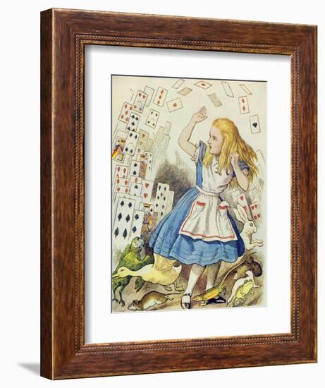 The Shower of Cards, Illustration from Alice in Wonderland by Lewis Carroll-John Tenniel-Framed Giclee Print