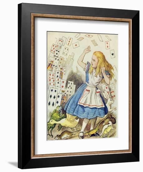 The Shower of Cards, Illustration from Alice in Wonderland by Lewis Carroll-John Tenniel-Framed Giclee Print