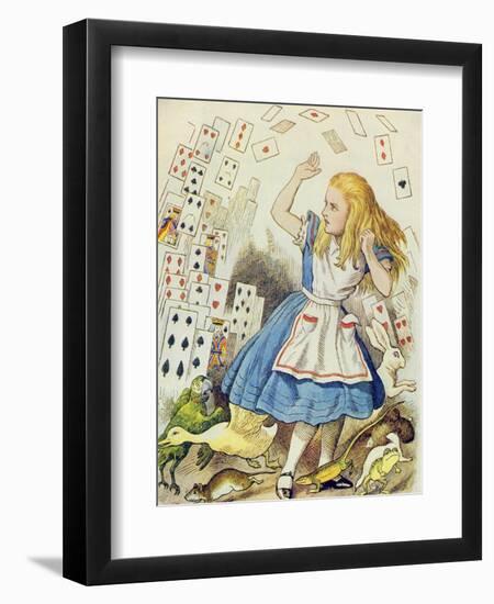 The Shower of Cards, Illustration from Alice in Wonderland by Lewis Carroll-John Tenniel-Framed Giclee Print