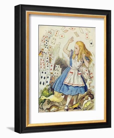 The Shower of Cards, Illustration from Alice in Wonderland by Lewis Carroll-John Tenniel-Framed Giclee Print