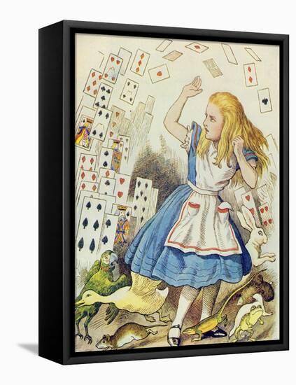 The Shower of Cards, Illustration from Alice in Wonderland by Lewis Carroll-John Tenniel-Framed Premier Image Canvas