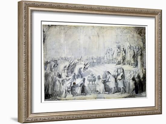 The Siamese Ambassadors before the King, 1686-Charles Le Brun-Framed Giclee Print