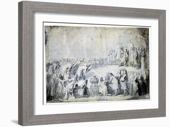 The Siamese Ambassadors before the King, 1686-Charles Le Brun-Framed Giclee Print