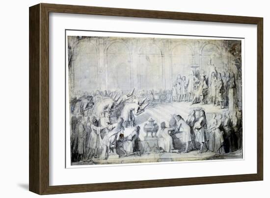 The Siamese Ambassadors before the King, 1686-Charles Le Brun-Framed Giclee Print