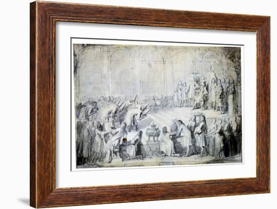 The Siamese Ambassadors before the King, 1686-Charles Le Brun-Framed Giclee Print