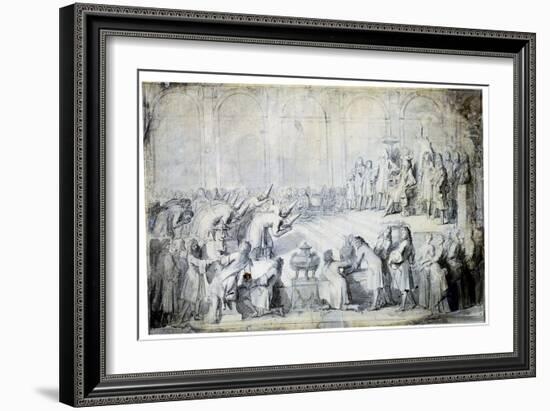 The Siamese Ambassadors before the King, 1686-Charles Le Brun-Framed Giclee Print