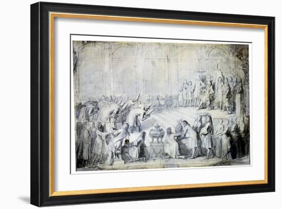 The Siamese Ambassadors before the King, 1686-Charles Le Brun-Framed Giclee Print