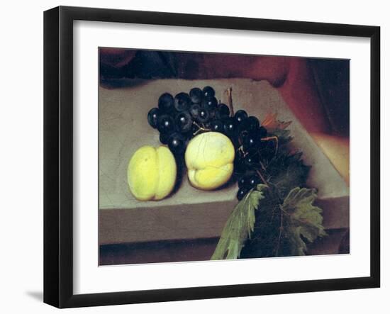 The Sick Bacchus, Detail of Peaches and Grapes, 1591-Caravaggio-Framed Giclee Print