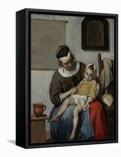 The Sick Child, C.1664-6-Gabriel Metsu-Framed Premier Image Canvas