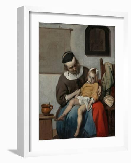 The Sick Child, Ca 1663-Gabriel Metsu-Framed Giclee Print