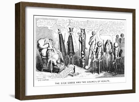 The Sick Goose and the Council of Health, 19th Century-George Cruikshank-Framed Giclee Print