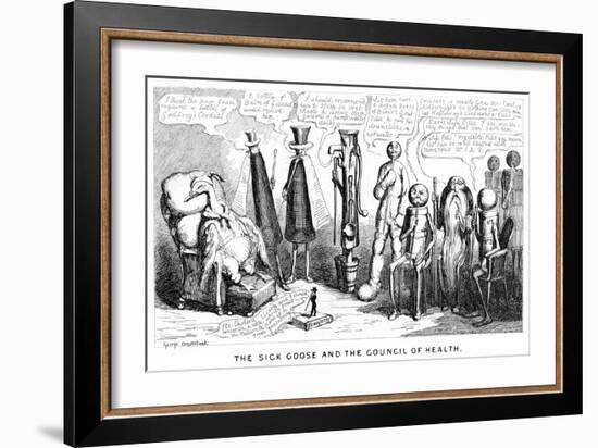 The Sick Goose and the Council of Health, 19th Century-George Cruikshank-Framed Giclee Print