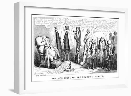 The Sick Goose and the Council of Health, 19th Century-George Cruikshank-Framed Giclee Print