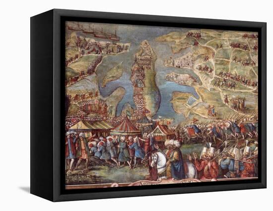 The Siege of Malta. Detail-Matteo Perez d'Aleccio-Framed Premier Image Canvas