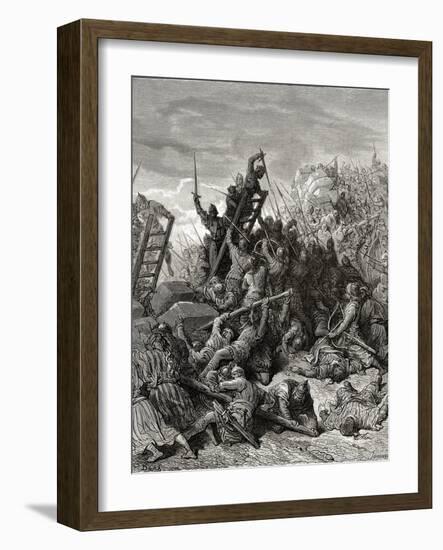 The Siege of Ptolemais, Illustration from 'Bibliotheque Des Croisades' by J-F. Michaud, 1877-Gustave Doré-Framed Giclee Print