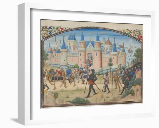 The Siege of Tyre, 1124. Miniature from the Historia by William of Tyre, 1460s-null-Framed Giclee Print