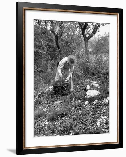 The Signal Corps Laying Wire in the Field During Maneuvers-Thomas D^ Mcavoy-Framed Premium Photographic Print