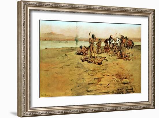 The Signal Fire, 1897-Charles Marion Russell-Framed Art Print