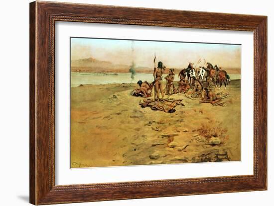 The Signal Fire, 1897-Charles Marion Russell-Framed Art Print