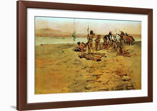 The Signal Fire-Charles Marion Russell-Framed Art Print