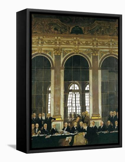 The Signing of the Peace Treaty in the Hall of Mirrors, Versailles, June 28, 1919-William Orpen-Framed Premier Image Canvas