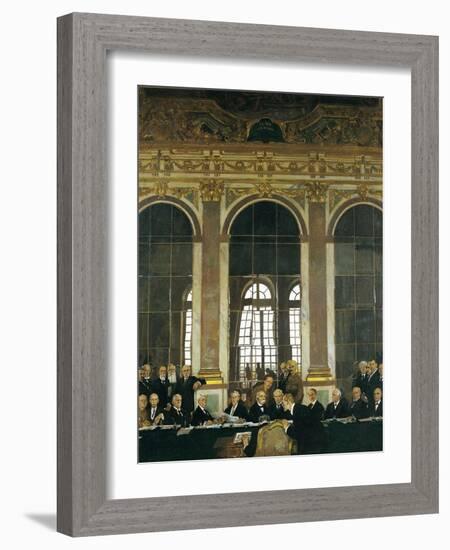 The Signing of the Peace Treaty in the Hall of Mirrors, Versailles, June 28, 1919-William Orpen-Framed Giclee Print