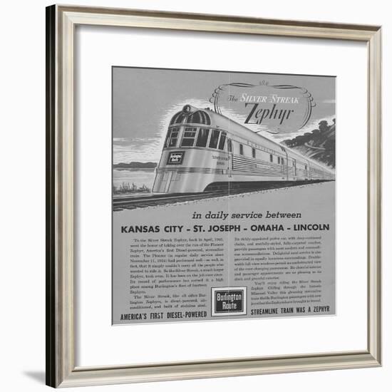 The Silver Streak Zephyr Brochure-null-Framed Giclee Print