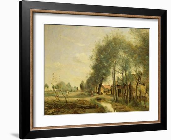 The Sin-Le-Noble Road Near Douai, 1873-Jean-Baptiste-Camille Corot-Framed Giclee Print