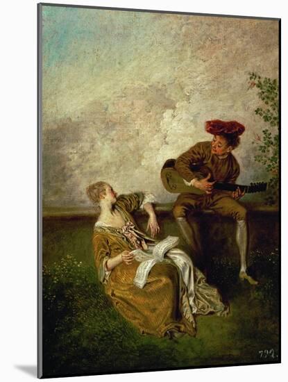 The Singing Lesson-Jean Antoine Watteau-Mounted Giclee Print