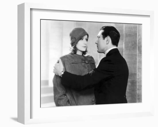 The Single Standart by John S. Robertson with Greta Garbo and Johnny Mack Brown, 1929 (b/w photo)-null-Framed Photo