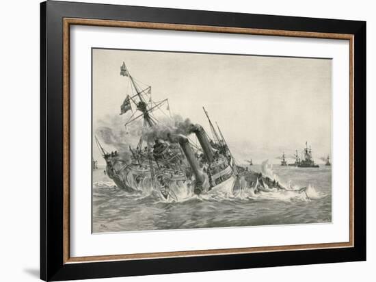 The Sinking of H. M. S. Victoria after Collision with H. M. S. Camperdown-William Lionel Wyllie-Framed Giclee Print