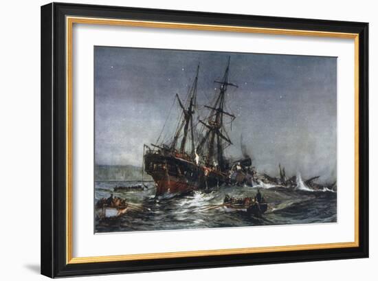 The Sinking of the "Birkenhead" Troopship-Charles Dixon-Framed Art Print