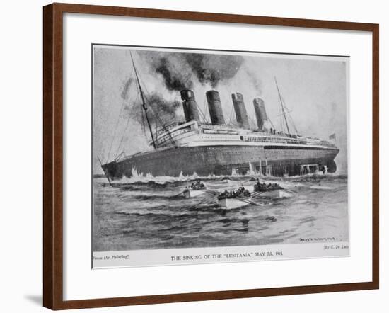 The Sinking of the Lusitania, May 7th 1915, Hutchinson's Story of the British Nation, c.1920-Charles John De Lacy-Framed Giclee Print