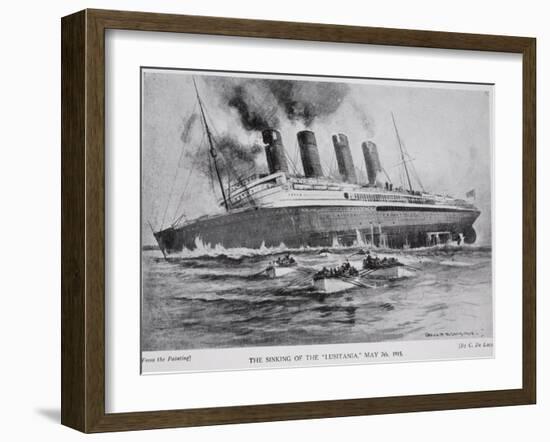 The Sinking of the Lusitania, May 7th 1915, Hutchinson's Story of the British Nation, c.1920-Charles John De Lacy-Framed Giclee Print