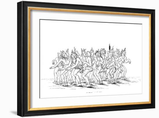 The Sioux Tribe Performing a Bear Dance, 1841-Myers and Co-Framed Giclee Print