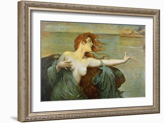 The Siren Sings Her Song Luring Sailors to Destruction-Leopold Schmutzler-Framed Art Print