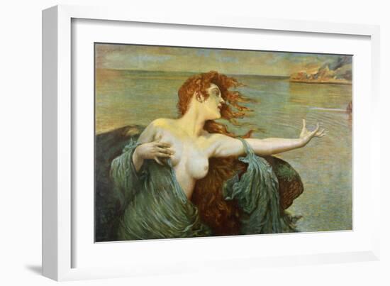 The Siren Sings Her Song Luring Sailors to Destruction-Leopold Schmutzler-Framed Art Print