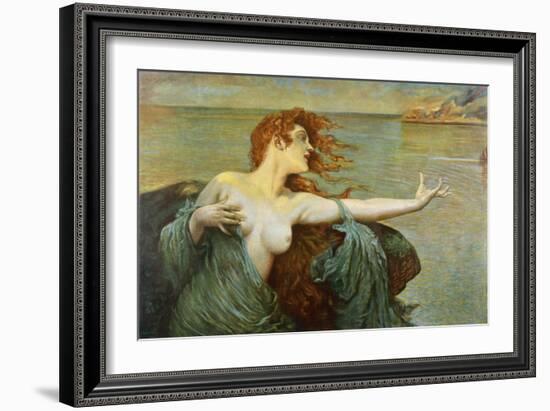 The Siren Sings Her Song Luring Sailors to Destruction-Leopold Schmutzler-Framed Art Print