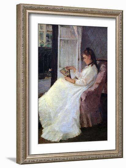 The Sister of the Artist at a Window-Berthe Morisot-Framed Art Print