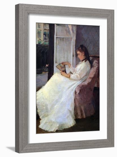 The Sister of the Artist at a Window-Berthe Morisot-Framed Art Print