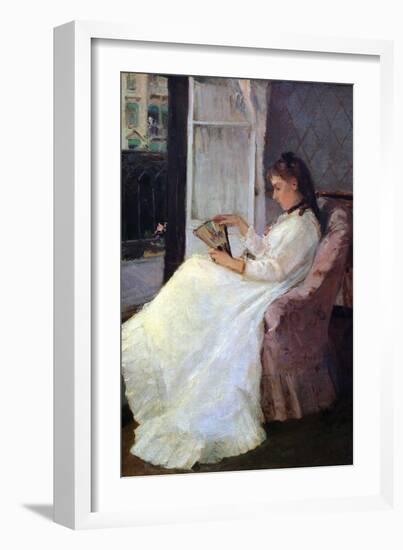 The Sister of the Artist at a Window-Berthe Morisot-Framed Art Print